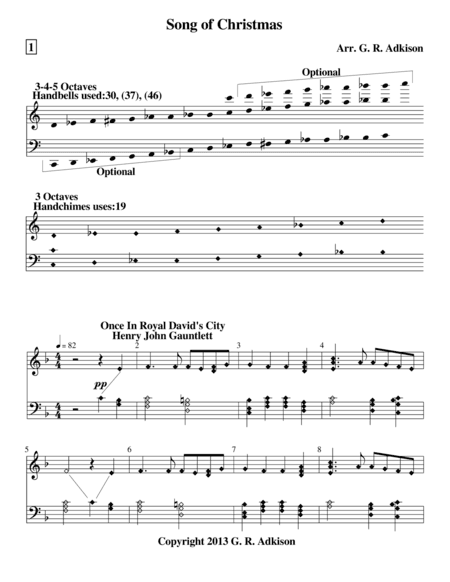 Song of Christmas (for 3, 4 or 5 octave handbell choirs) (arr. G. R. Adkison)