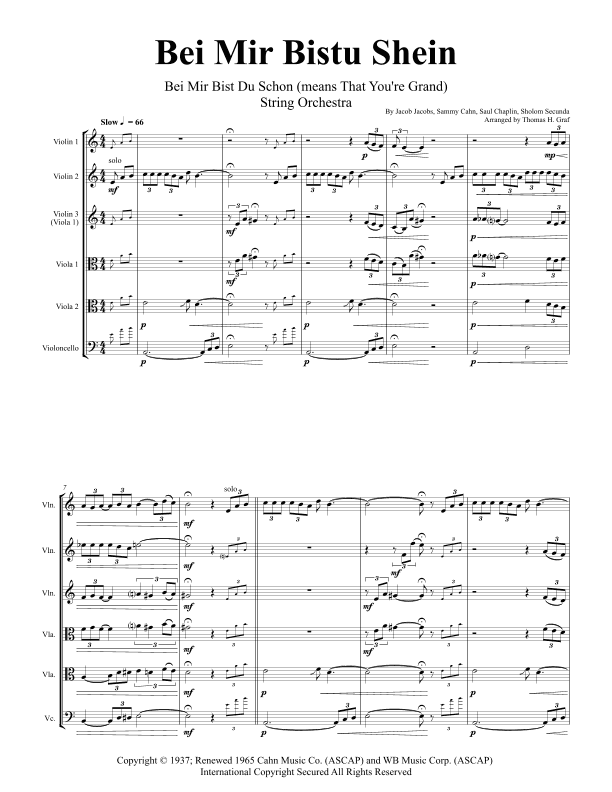 Bei Mir Bist Du Schon (means That You're Grand) (arr. Thomas Graf)