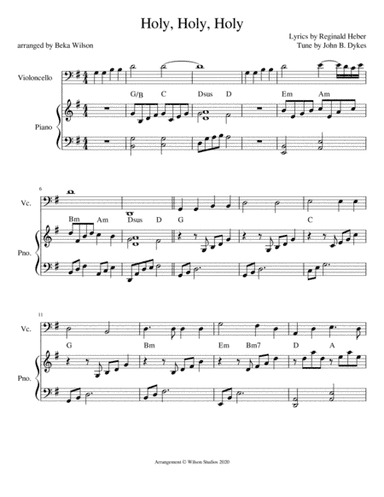 Holy, Holy, Holy--cello solo (arr. Beka Wilson)