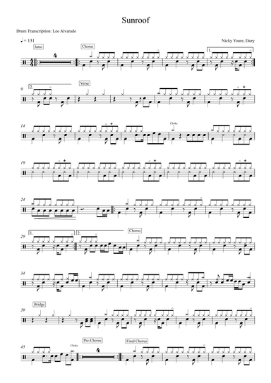 Sunroof (arr. Drum Transcription: Leo Alvarado)
