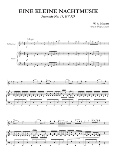 Eine Kleine Nachtmusik (1st Mov.) for Clarinet and Piano (arr. Diego Marani)