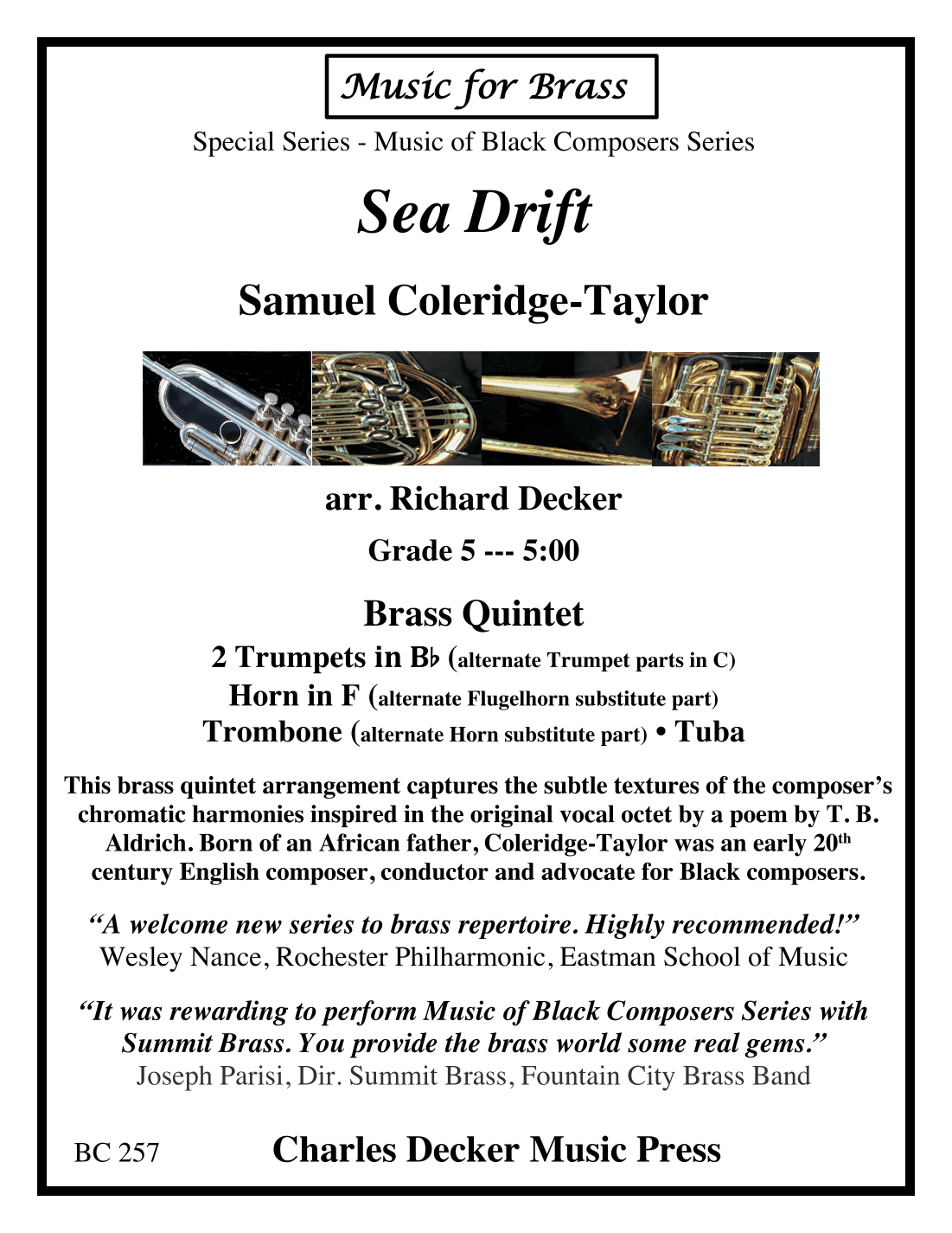 Sea Drift for Brass Quintet (arr. Richard Decker)