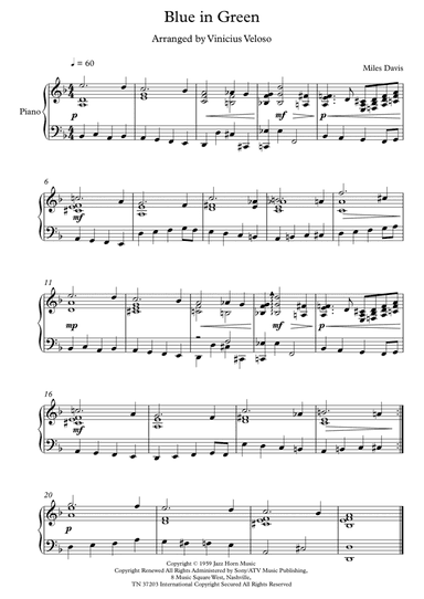 Blue In Green (arr. Arranged by Vinicius Veloso)