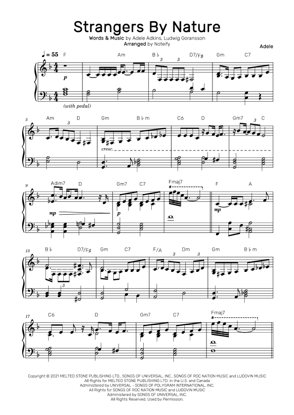 Strangers By Nature (arr. Noteify)