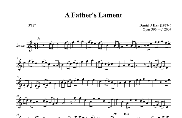 A Father's Lament (Opus 396) (Treble)