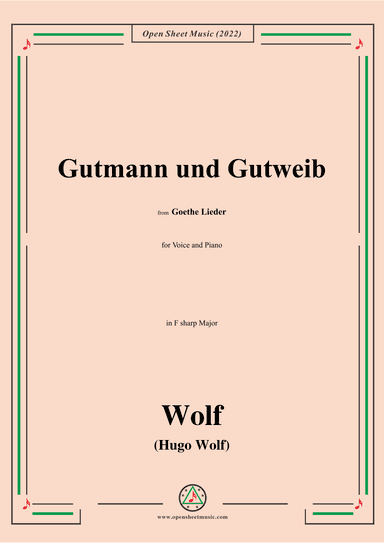 Wolf-Gutmann und Gutweib,in F sharp Major,IHW10 No.13 (arr. OSM Press)