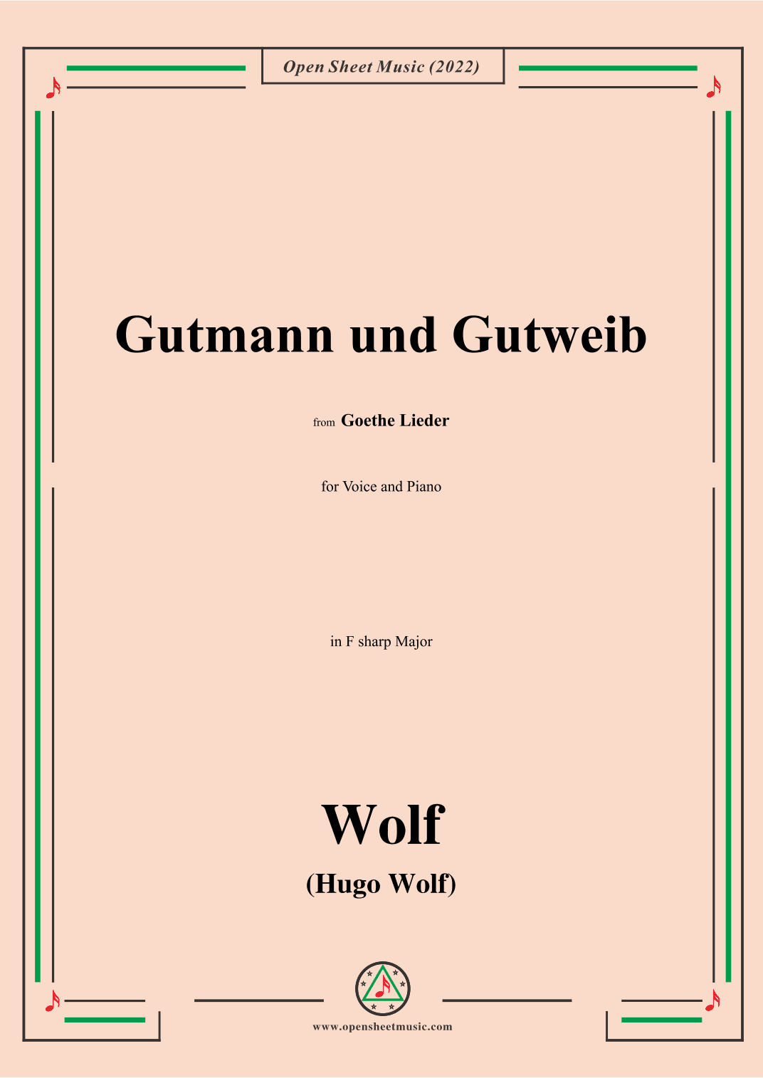 Wolf-Gutmann und Gutweib,in F sharp Major,IHW10 No.13 (arr. OSM Press)