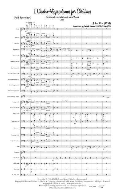 I Want A Hippopotamus For Christmas (hippo The Hero) (arr. Patrick Sheehan)