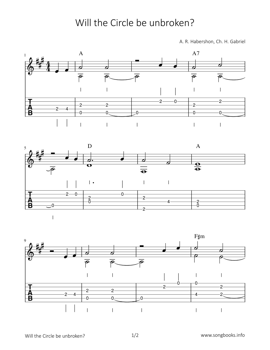 Will the Circle be unbroken? (arr. Bettina Schipp)