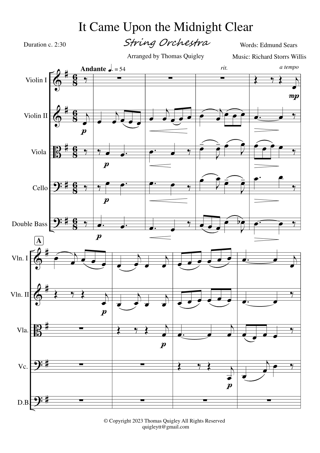 It Came Upon the Midnight Clear (arr. Thomas Quigley)