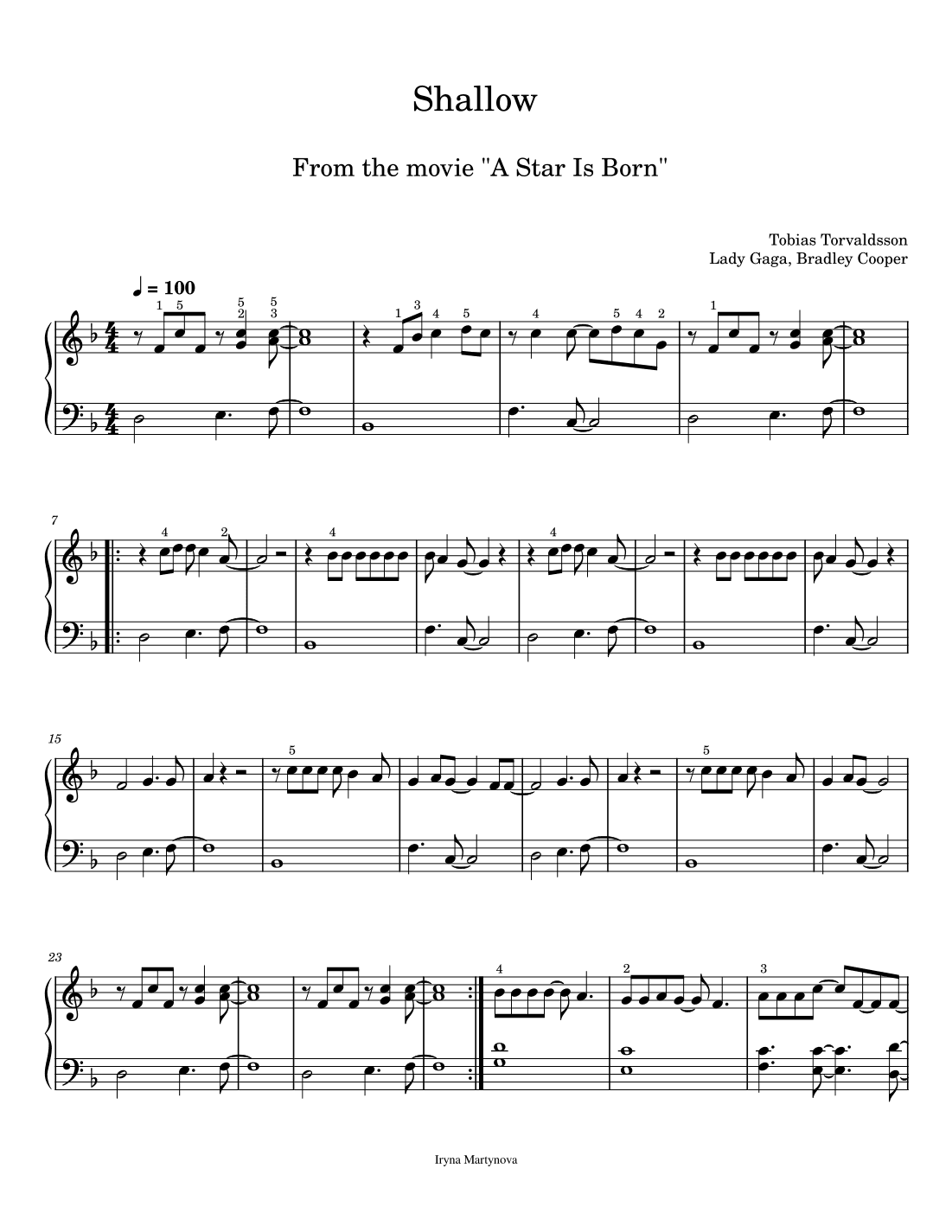 Shallow (arr. Iryna Martynova)