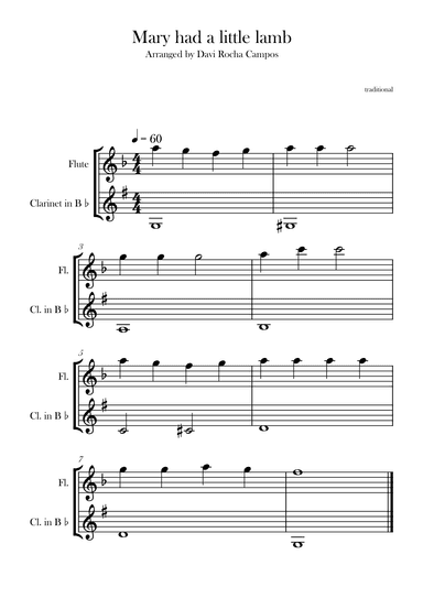 Mary had a little lamb (arr. Davi Rocha Campos)