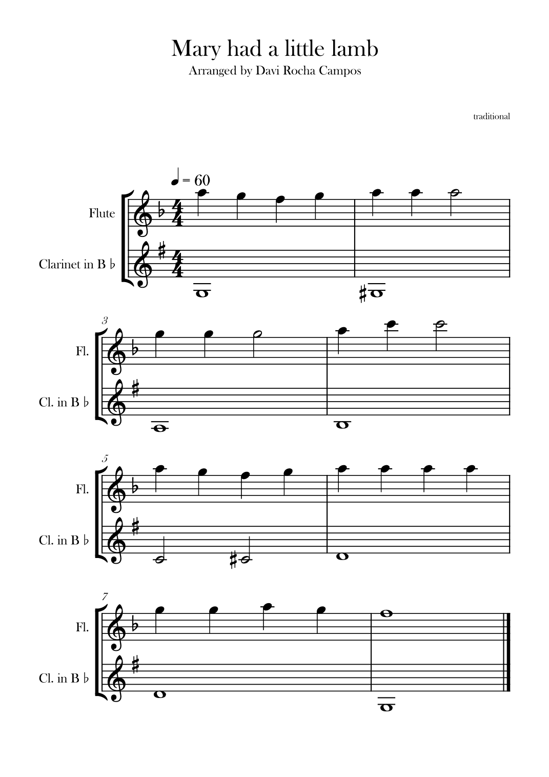 Mary had a little lamb (arr. Davi Rocha Campos)
