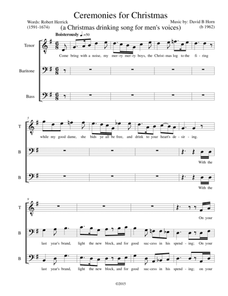 Ceremonies for Christmas (A Christmas Drinking Song for Men's Voices)