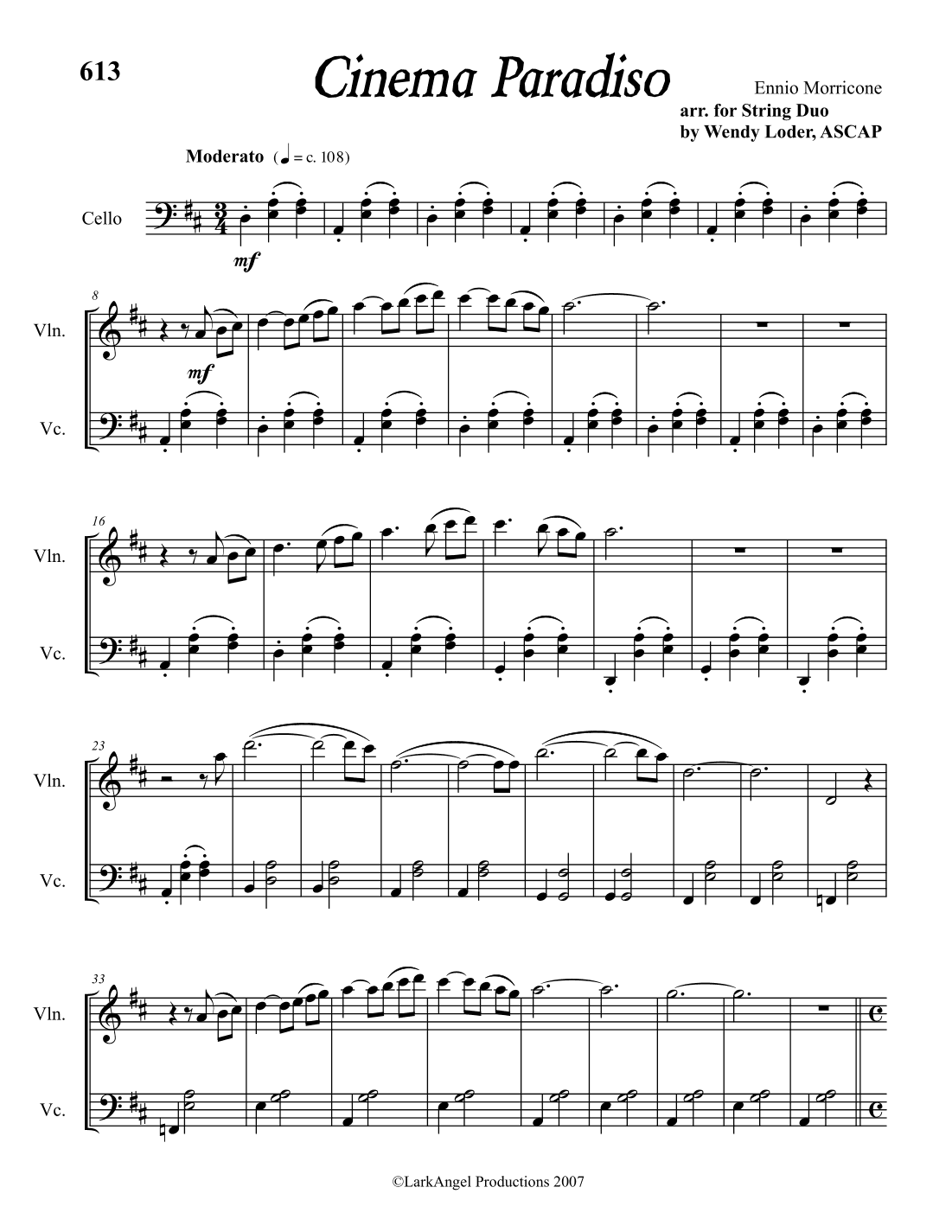 Cinema Paradiso (arr. Wendy Loder, ASCAP)