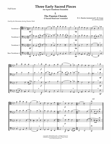 Three Early Sacred Pieces for 4-part Trombone Ensemble (arr. Jeff Reynolds)