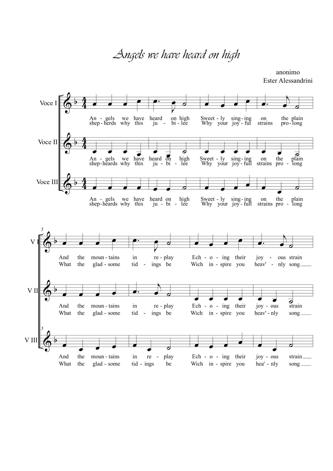 Angels we have heard on high. Choir (arr. Ester Alessandrini)