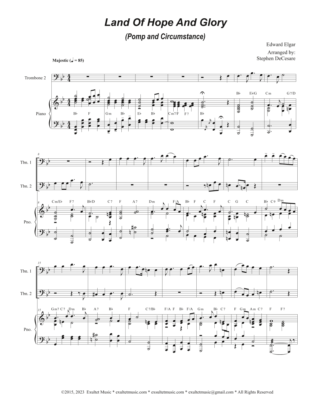 Land Of Hope And Glory (Pomp and Circumstance) (Trombone Duet) (arr. Stephen DeCesare)