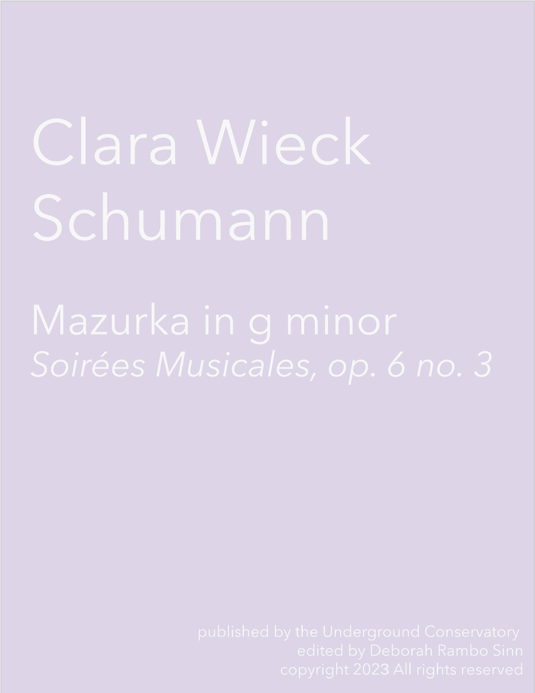Mazurka in G Minor, op. 6 no. 3 (arr. Deborah Rambo Sinn, engraver)