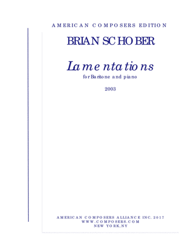 [Schober] Lamentations (Piano Reduction)