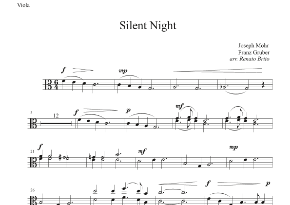 Silent Night - For Small Orquestra (arr. Renato Brito - Viola part) (arr. Renato Brito)
