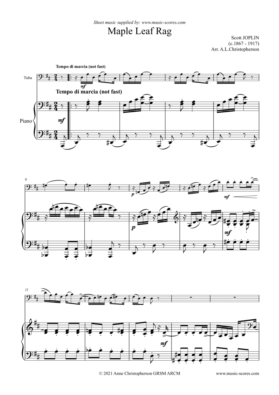 Maple Leaf Rag - Tuba and Piano (arr. Anne L Christopherson GRSM ARCM)