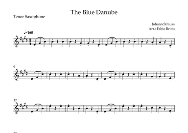 The Blue Danube (Waltz by Johann Strauss) for Tenor Saxophone Solo (arr. Fabio Britto)