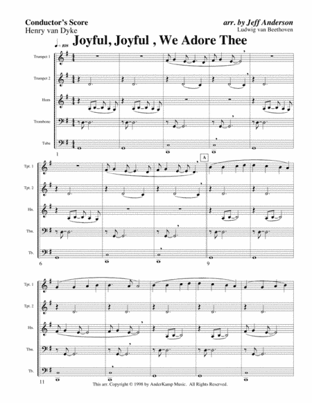 Joyful, Joyful We Adore Thee for Brass Quintet (arr. Jeff D. Anderson)
