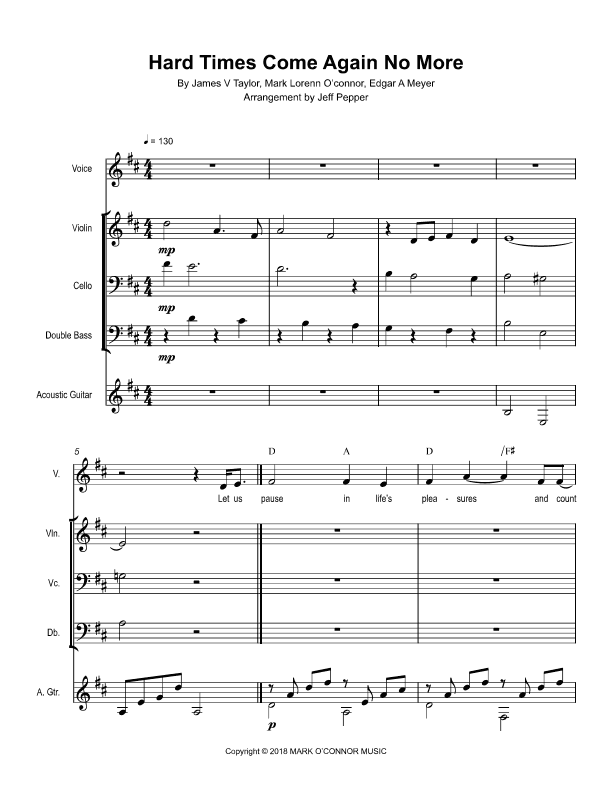 Hard Times Come Again No More (arr.) (arr. Jeff Pepper)