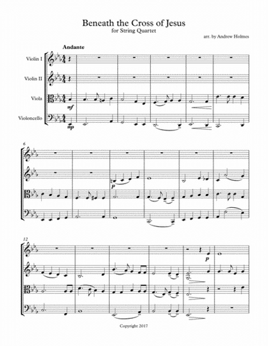 Beneath the Cross of Jesus, for String Quartet (arr. Andrew Holmes)