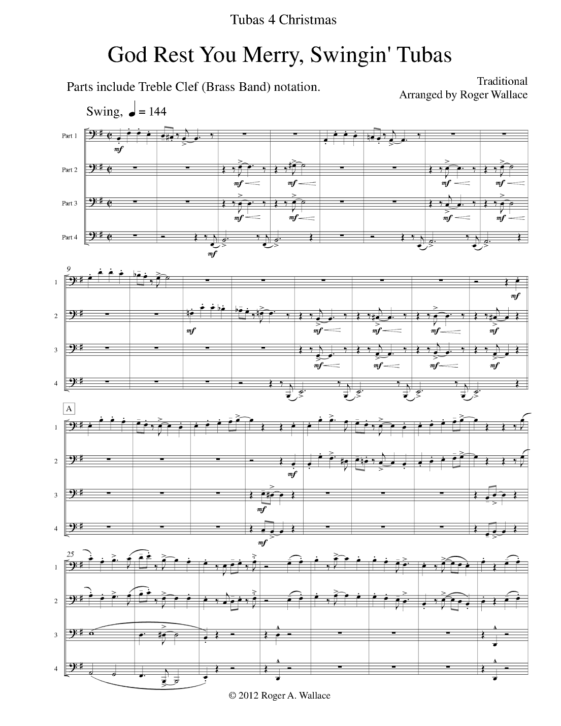 God Rest You Merry, Gentlemen (Tuba Quartet) (arr. Roger Wallace)