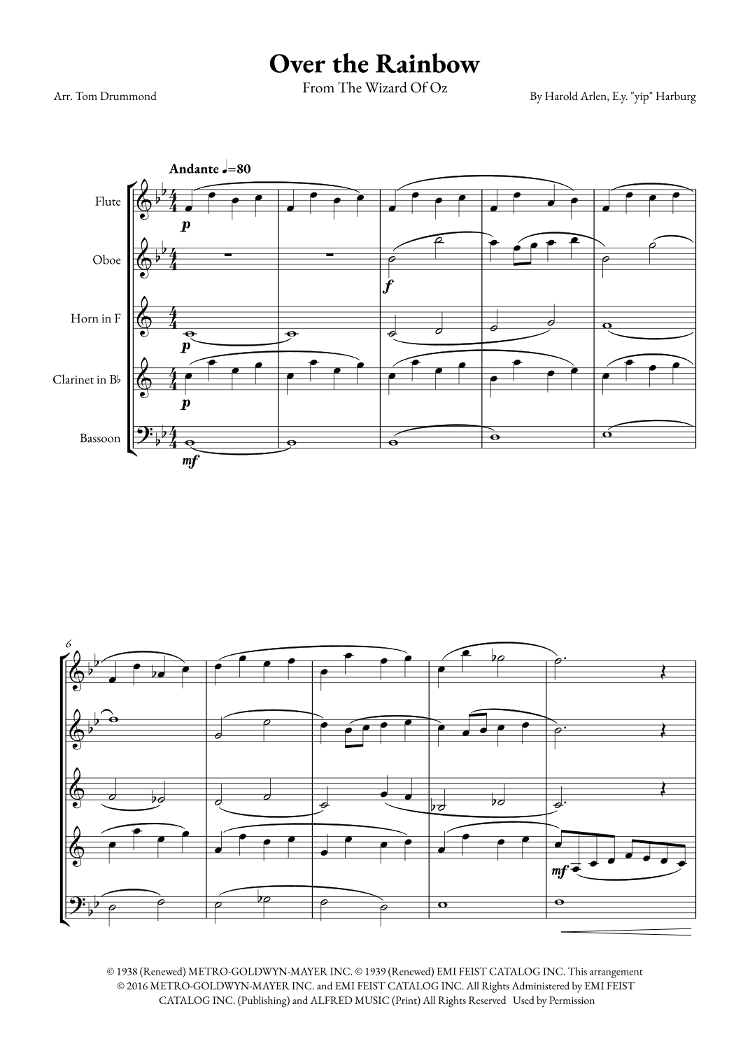 Over The Rainbow (arr. Tom Drummond)