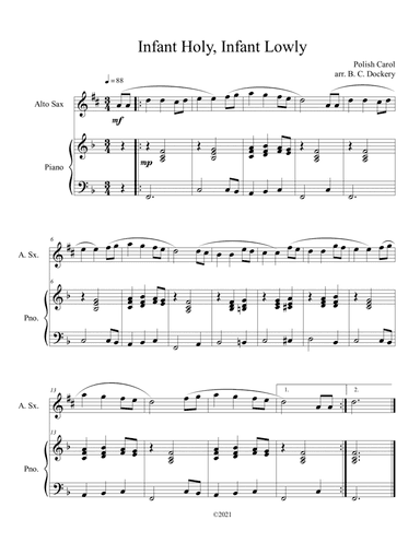 Infant Holy, Infant Lowly (Alto Sax Solo with Piano Accompaniment) (arr. B. C. Dockery)