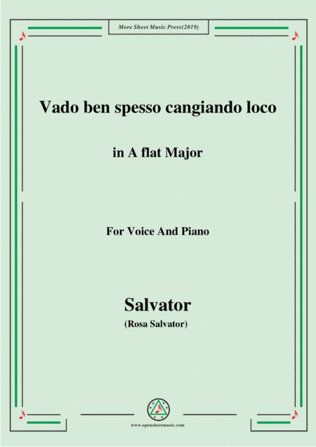 Rosa-Vado ben spesso cangiando loco,in A flat Major,for Voice and Piano (arr. MSM)