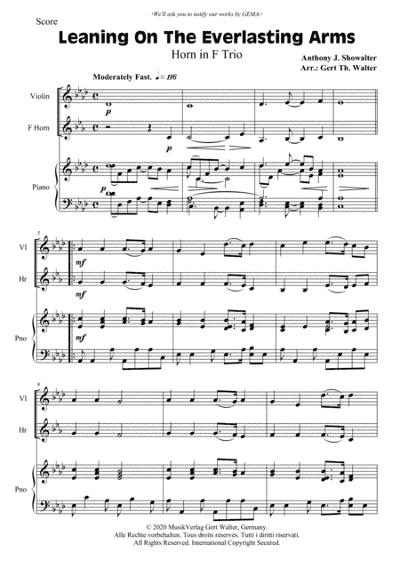 Leaning On The Everlasting Arms (arr. Gert Th. Walter)