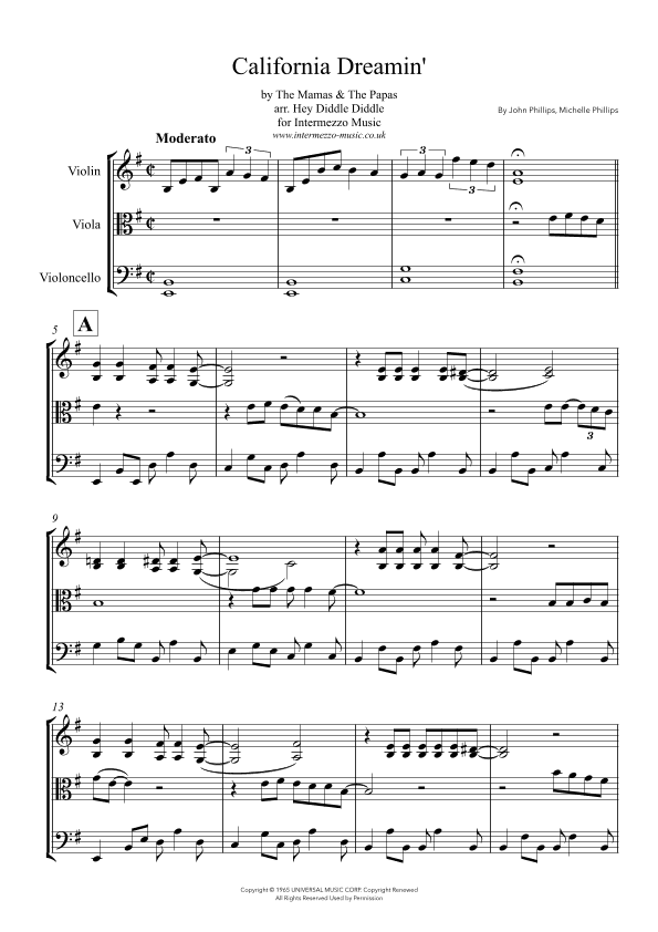 California Dreamin' (arr. Hey Diddle Diddle)