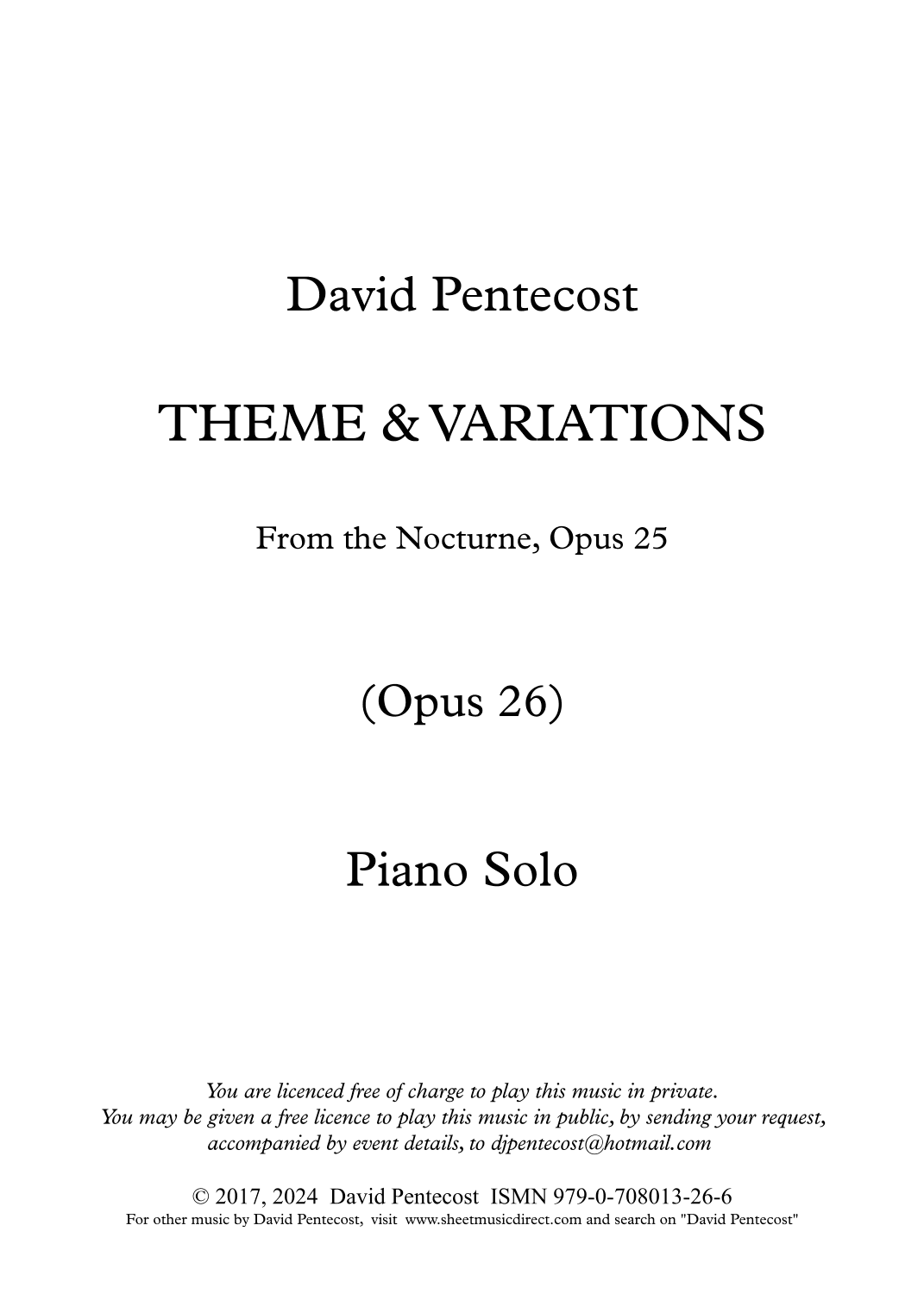 Theme & Variations, Opus 26
