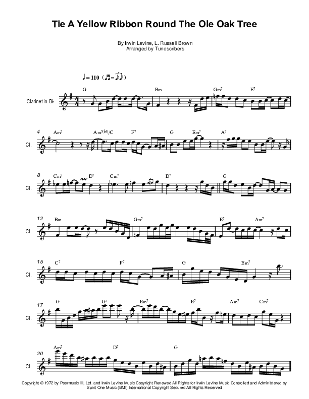 Tie A Yellow Ribbon Round The Ole Oak Tree (arr. Tunescribers)