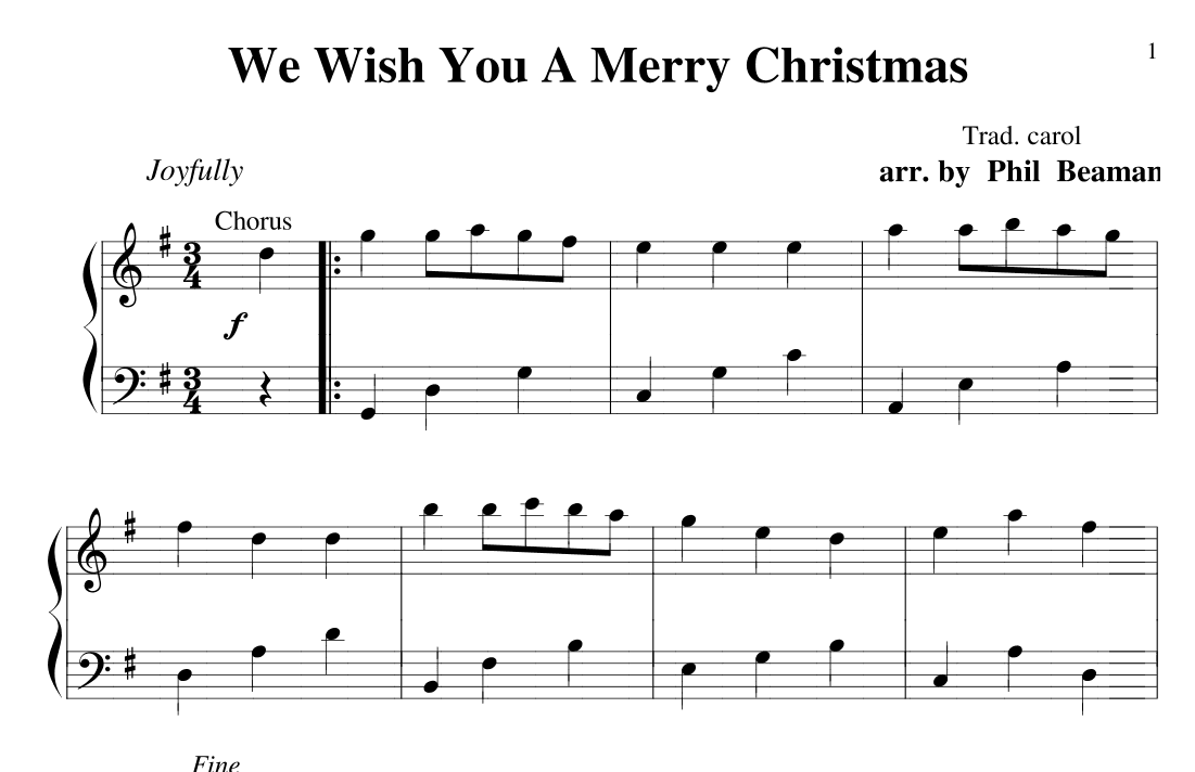 We Wish You A Merry Christmas - easy piano (arr. Phil Beaman)