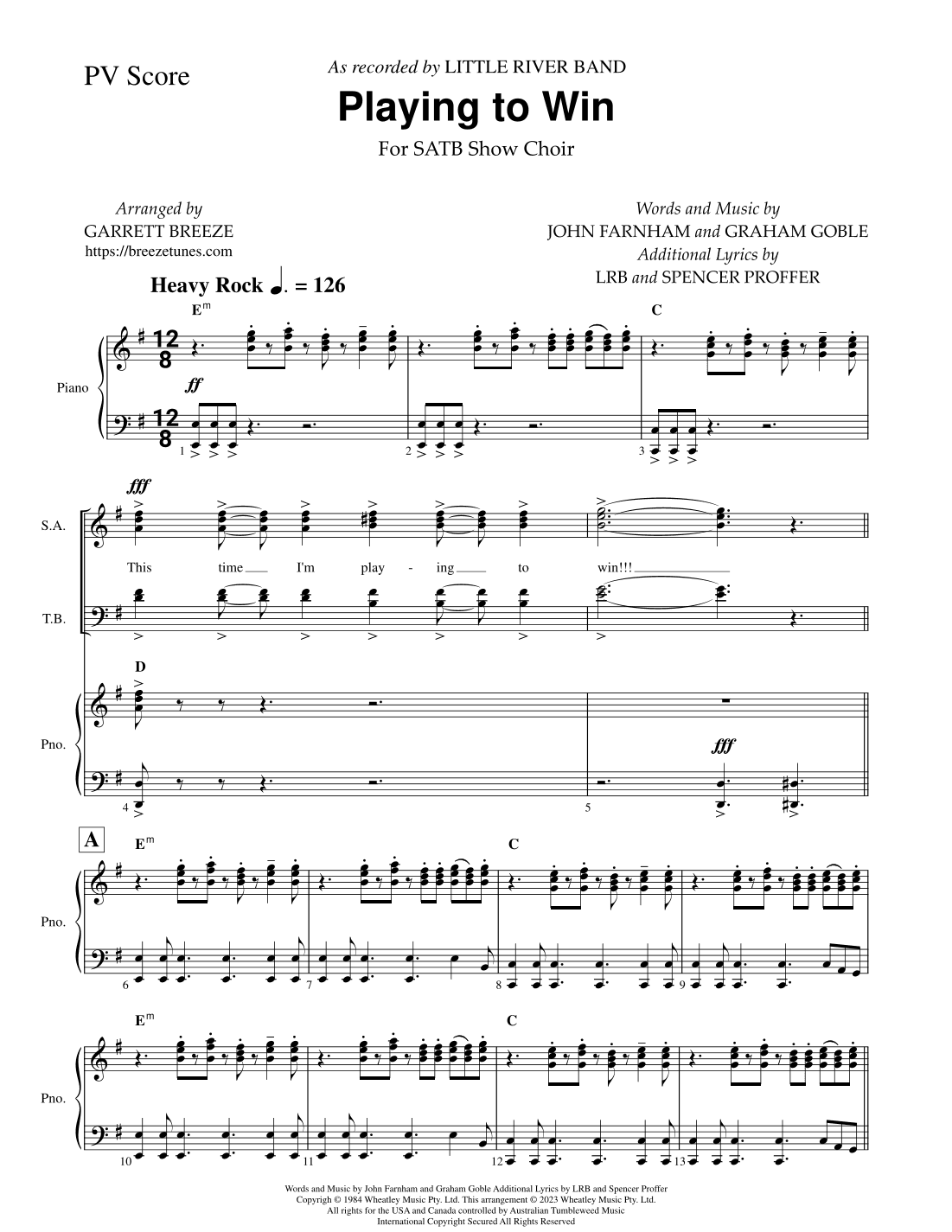 Playing To Win (arr. Garrett Breeze)