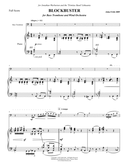 Blockbuster for Bass Trombone and Piano reduction