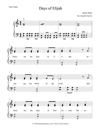 Days Of Elijah (arr. Jocelin Van Es)