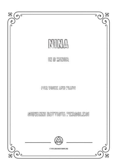 Pergolesi-Nina in d minor,for Voice and Piano (arr. MSM)