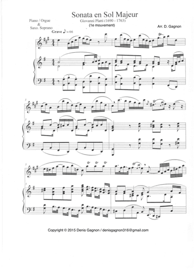 Sonate en Sol majeur (1er Mouvement) (arr. D. Gagnon)