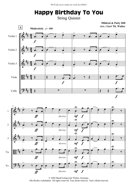 Happy Birthday To You (arr. Gert Th. Walter)