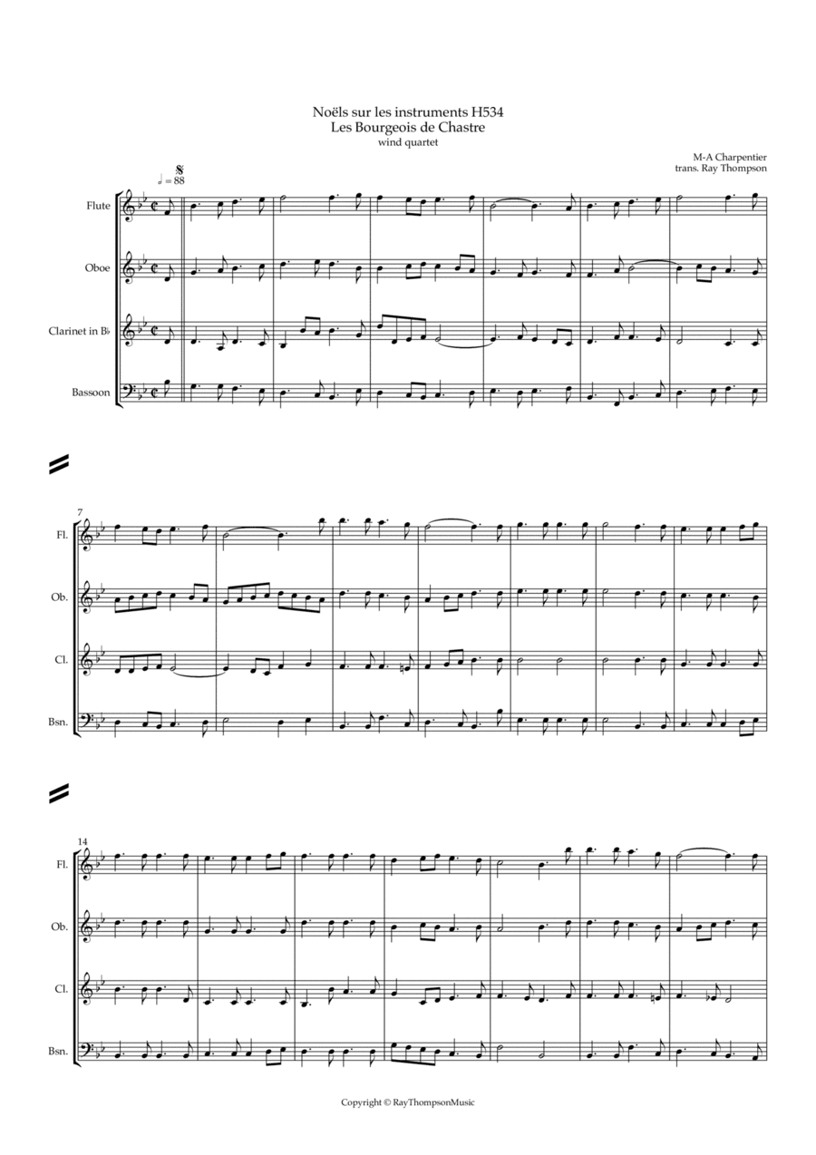 Charpentier: Noëls sur les instruments  (Carols on the Instruments) H 534 (Complete)  - wind quartet (arr. Ray Thompson)