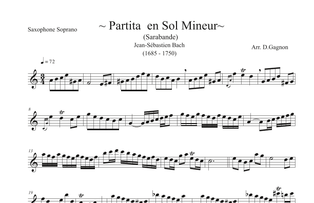 Partita en Sol Mineur (Sarabande) (arr. D. Gagnon)