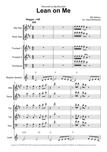Lean On Me (arr. Daryl McKenzie)