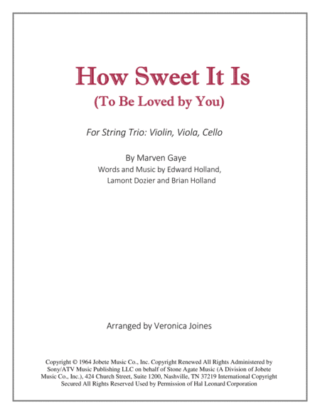 How Sweet It Is (To Be Loved By You) (arr. Veronica Joines)