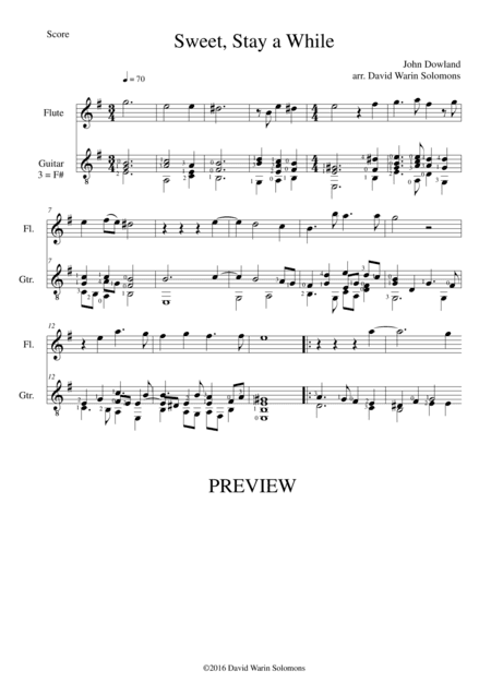 Sweet stay a while for flute and guitar (arr. David Warin Solomons)